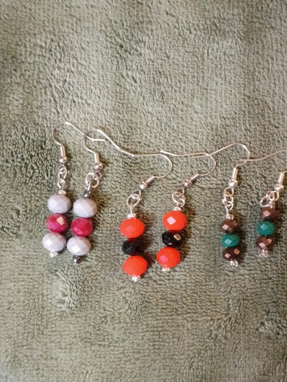 Vibrant Orange and Black Faceted Bead Dangle Earrings - Women Jewelry
